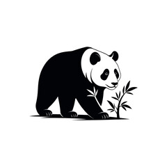 panda silhouette logo vector line art logo design