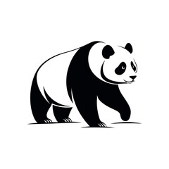 panda silhouette logo vector line art logo design