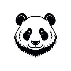 panda silhouette logo vector line art logo design