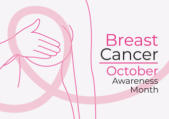 Breast Self-Exams line icon. Breast health. Breast cancer. Pink ribbon. Silhouette icon. Timely breast examination. Health care. National Breast Cancer Awareness. Health-care poster or banner template