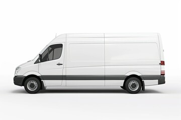 High Resolution Visual of White Delivery Van with No Windows on a White Background
