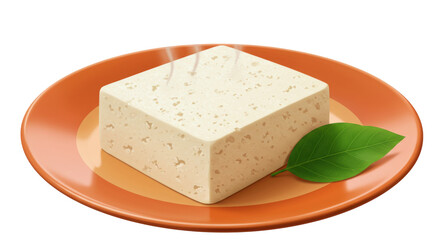 Isolated Tofu on Plate