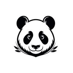 panda silhouette logo vector line art logo design