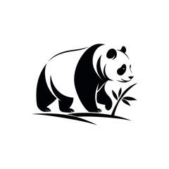 panda silhouette logo vector line art logo design