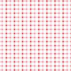 Red and white Gingham Check Pattern. Textile design of textured plaid. Checkered fabric pattern swatch for print, tartan, gift wrap, textiles, checkered background for tablecloth. Stripes crossed