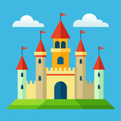 Fototapeta premium castle, fantasy building, medieval stronghold, vector illustration