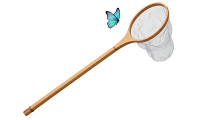 Isolated Butterfly Net with Blue Butterfly
