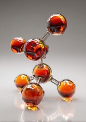 Single chemical molecule, glossy reflections, isolated in high-detail render.