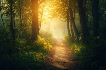 Obraz premium Sunlit Forest Path