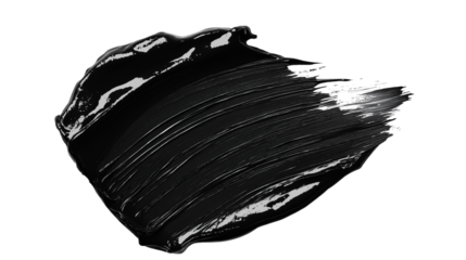 Peeling mask smear in charcoal black, thick and textured cosmetic smear, isolated on white, top-down perspective, PNG