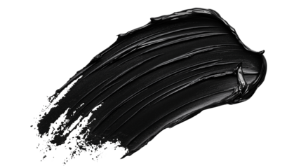 Peeling mask smear in charcoal black, thick and textured cosmetic smear, isolated on white, top-down perspective, PNG