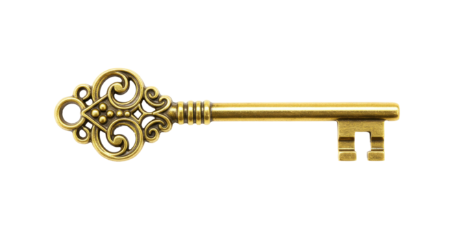 Isolated Ornate Gold Key