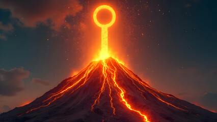 Volcanic Data Security: Binary Eruption Forming Coalescent Key Above Magma-Protected Digital Vault