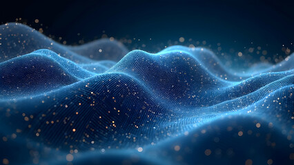 Obraz premium Cosmic Algorithm 16: Computational Waves of Points Expanding Through Abstract Technological Universe