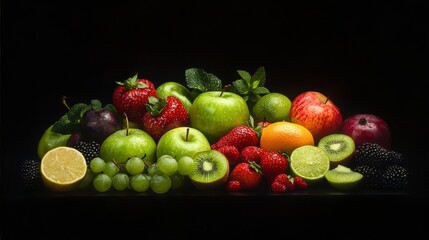 A vibrant display of fresh fruits and vegetables.