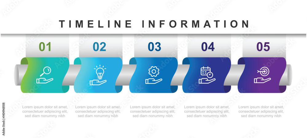 Poster modern design template infographic with 5 step process and icons