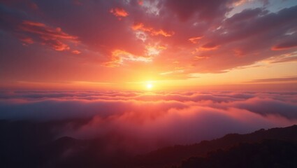 Obraz premium Majestic Sunset Over a Sea of Clouds