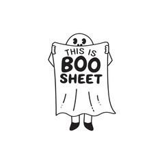 Vector-t-shirt-design--cool-ghost-with-happy-face,-illustration