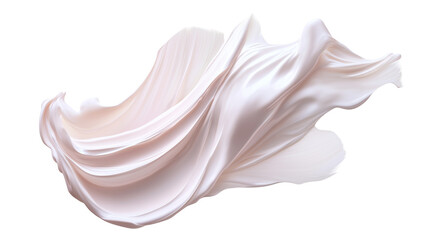 Creamy highlighter smear in pearl pink, top-down view, reflective soft light, elegant texture detail, isolated PNG on white