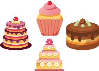 Birthday cake with candles, bright lights bokeh