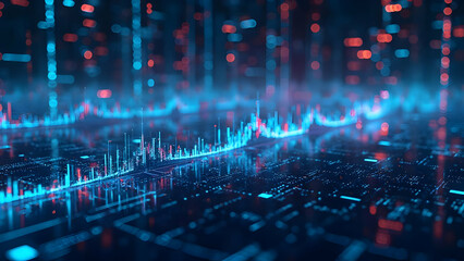 Fototapeta premium Quantum Derivative Nexus: Blockchain-Secured Algorithmic Trading with Digital Light Path Visualization