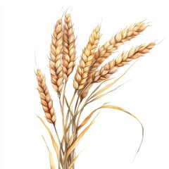 Gentle Watercolor Rye Stalk Clipart – Golden-Brown Grains with Rustic Organic Feel for Natural Designs