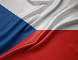 Czech republic flag waving in detailed close-up view