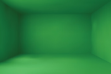 Green empty room background in simple perspective gradient, vector illustration geometric wall and floor