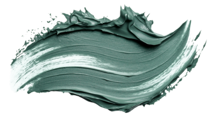 Organic clay mask smear in earthy green, smooth and thick creamy texture, isolated on white, hyper-detailed, PNG, skincare concept