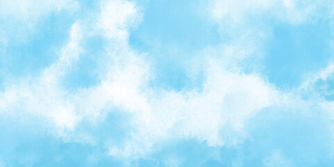 Abstract white and blue isolated cloud cumulus clouds. blue aquarelle painted realistic fog or mist smoky textured canvas design. White and ash messy wall stucco texture background.	
