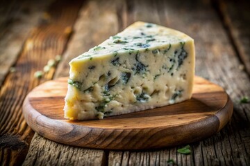 Creamy Blue Cheese Wedge, Vintage Food Photography