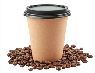 Coffee Cup with Beans Isolated for Drink Menu and Marketing