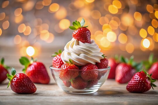 Creamy Strawberry Dessert: Long Exposure Bokeh Photography