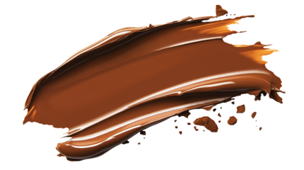 Crushed bronzer stroke with natural earth tones, realistic texture, smooth gradient edges, on white background, top-down view, cosmetic elegance, PNG format