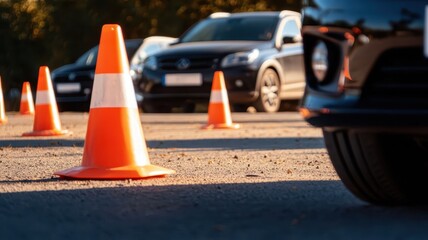Driving practice image focusing on steering and turning techniques, enhanced for clarity and detail.