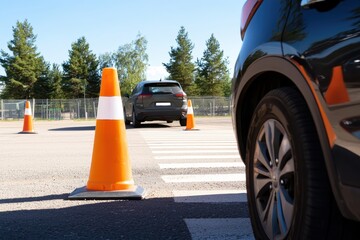 Practice driving image featuring traffic and compact vehicles in a high-resolution format.