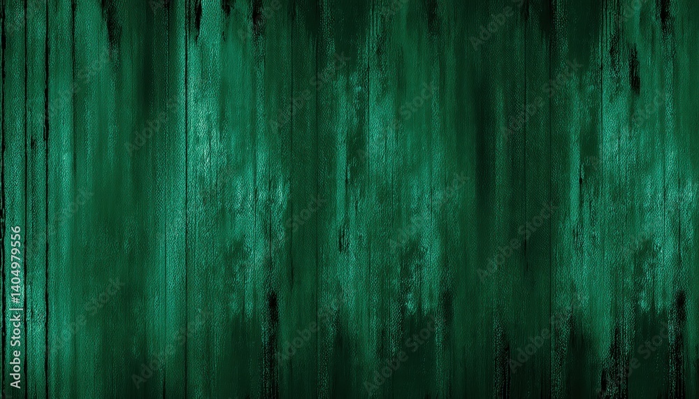 Poster grungy emerald green painted wood texture background for digital design, wall art, product display o