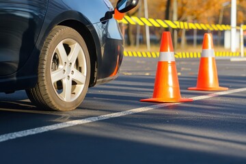 Practice driving outdoor training session with a trainee, featuring a detailed check-in process.
