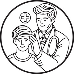 Healthcare ,doctor ,line art ,logo