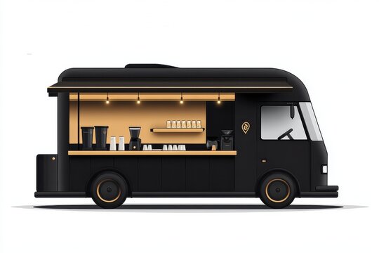 Black Coffee Truck Mobile Cafe Business On Wheels,