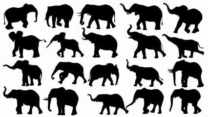 set of kangaroo silhouette vector