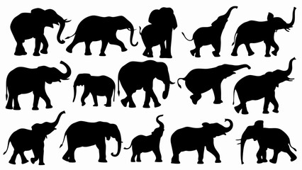 set of kangaroo silhouette vector