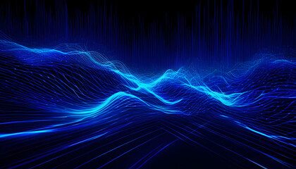 Abstract Blue Digital Waves: Futuristic Technology Background