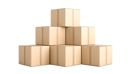 Fototapeta premium Neatly stacked cardboard boxes, ready for shipping or storage.