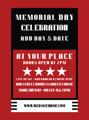 Memorial day celebration flyer  poster or social media post design