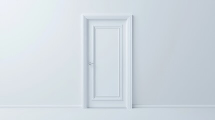 A white door with a silver handle and panel.