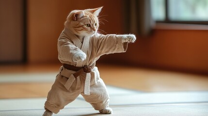 "Martial Arts Master Kitten: A Purr-fect Fighter!"
"The Kung Fu Kitty: A Feline with Moves!"
"Paws and Grace: The Cat Who Does Kung Fu!"
"Flexing Her Paws: The Kung Fu Cat's Story"
"Cats of Steel: The