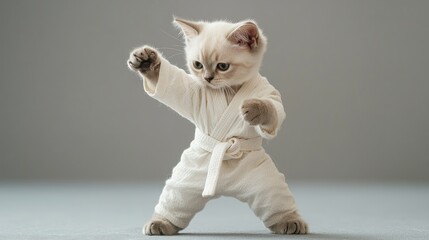 "Martial Arts Master Kitten: A Purr-fect Fighter!"
"The Kung Fu Kitty: A Feline with Moves!"
"Paws and Grace: The Cat Who Does Kung Fu!"
"Flexing Her Paws: The Kung Fu Cat's Story"
"Cats of Steel: The