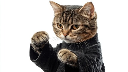 "Martial Arts Master Kitten: A Purr-fect Fighter!"
"The Kung Fu Kitty: A Feline with Moves!"
"Paws and Grace: The Cat Who Does Kung Fu!"
"Flexing Her Paws: The Kung Fu Cat's Story"
"Cats of Steel: The