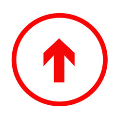 Red up arrow in a circle. Minimalistic upward arrow in a circle. Versatile directional symbol for interfaces, navigation systems, websites, apps and signage. Clean modern design
